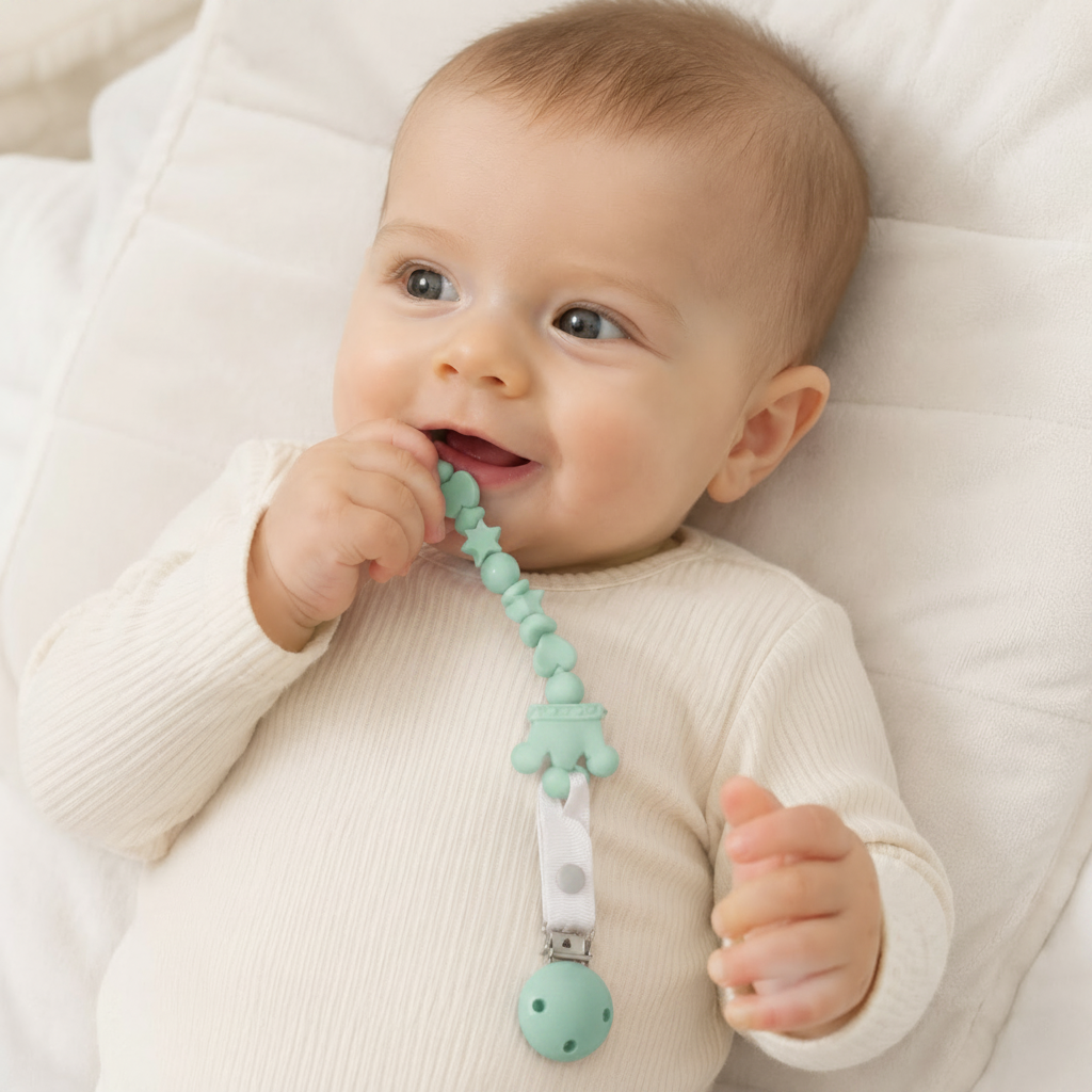Silicone Crown Dummy Holder Clip | Handmade Baby Dummy Clip