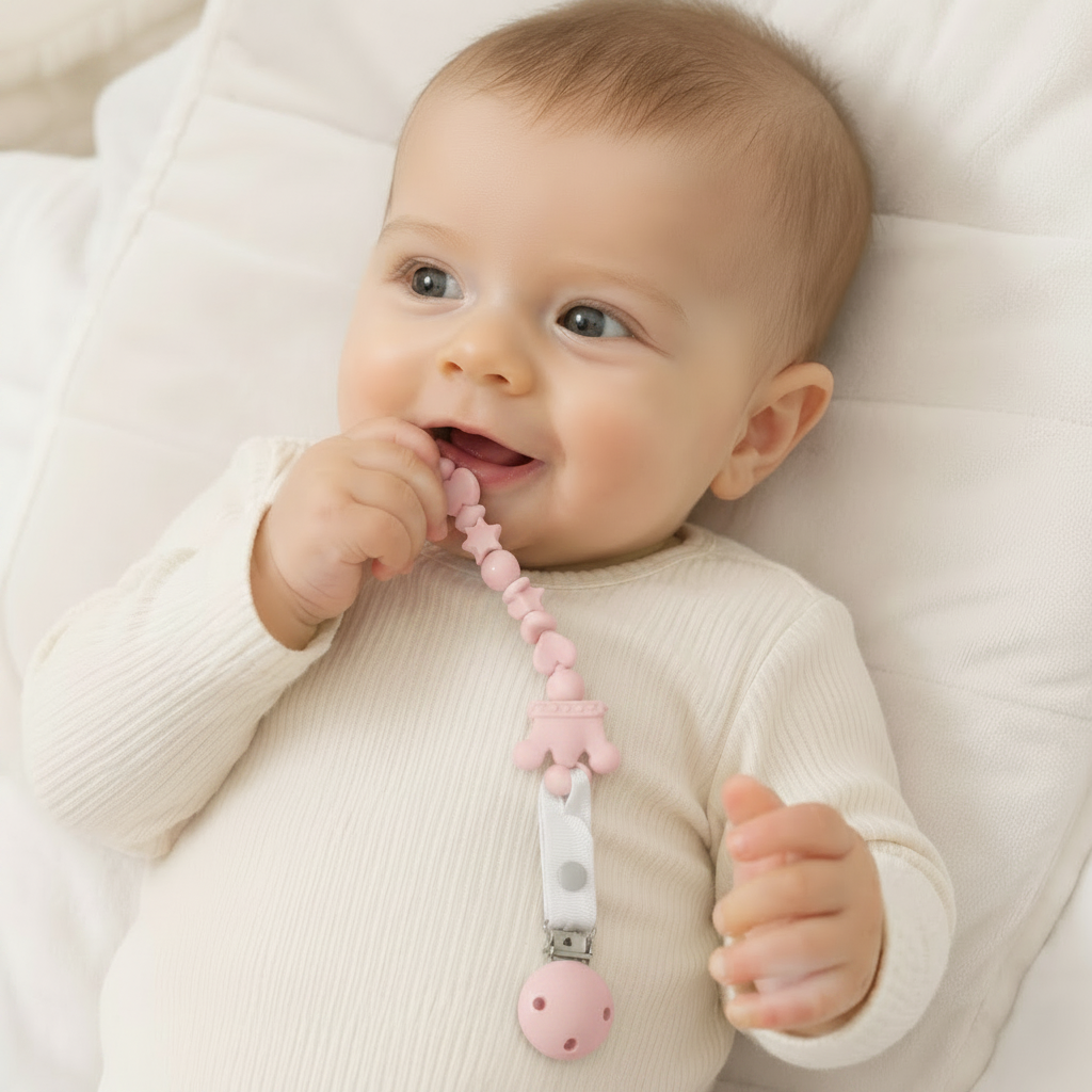 Silicone Crown Dummy Holder Clip | Handmade Baby Dummy Clip